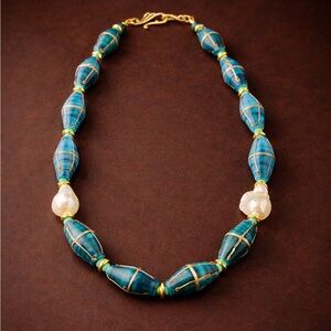 French cross glass beads with Baroque pearls